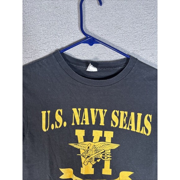 VNTG U.S. Navy Seals Seal Team 6 T Shirt Men’s Size S Black Yellow Logo Military - Picture 3 of 13